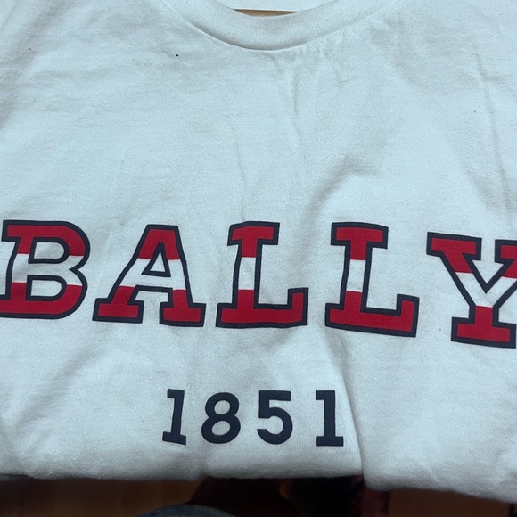 Bally of Switzerland 1851 Logo Tee White Red Accents Italy Sz EUR 42 US XL - Picture 4 of 9